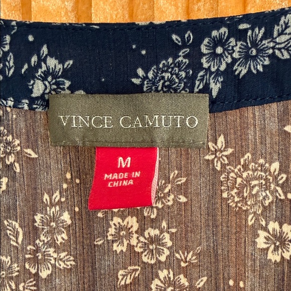 Vince Camuto Floral Navy Sheer Women's Top - Picture 2 of 5